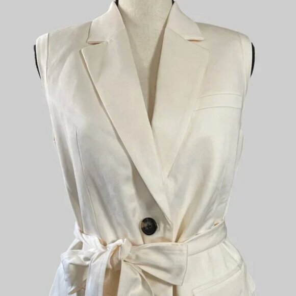 NEW Everlane The Sleeveless Blazer in Buttersmooth Womens 0 Canvas Vest - Picture 7 of 14